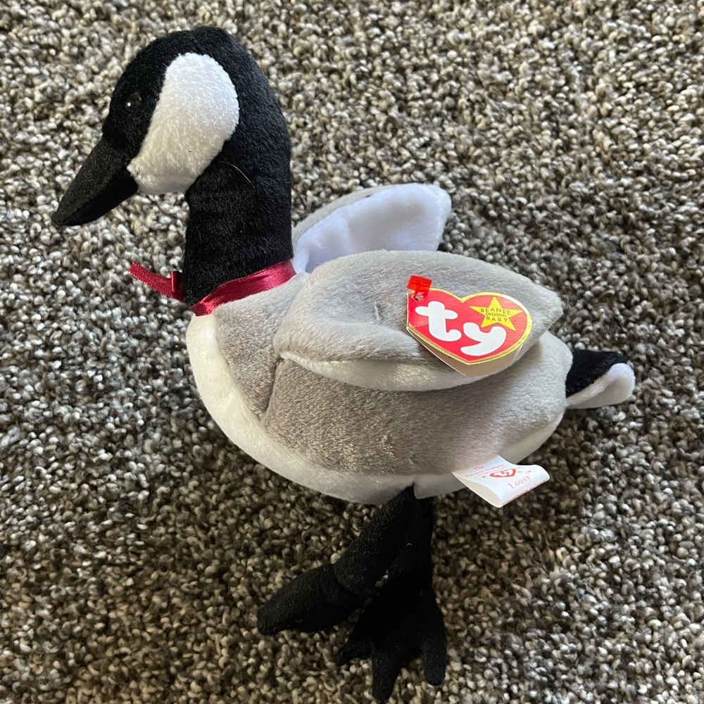 Ty Loosy the Goose grey and black retired 1998 Beanie Baby